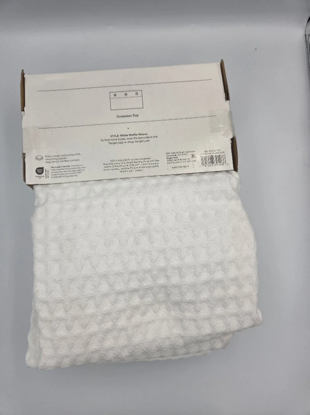 Threshold White Waffle-Texture Shower Curtain 72 In X 72 In Nwt